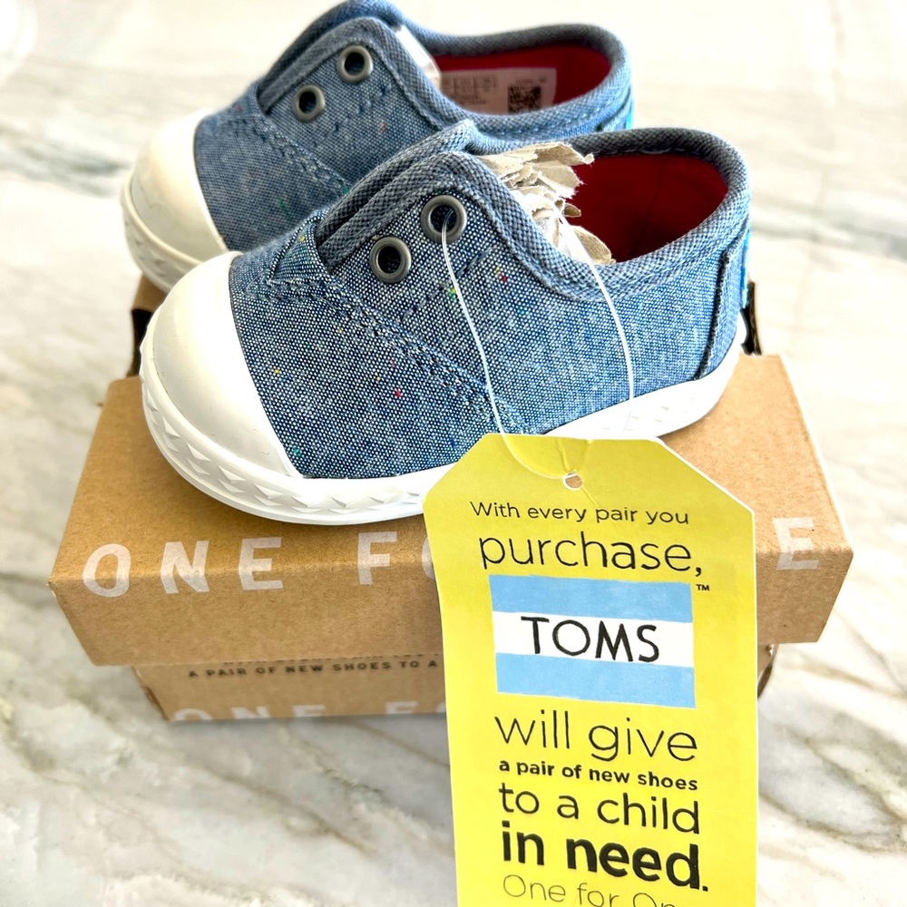 Toms Blue and White Kids Shoes
